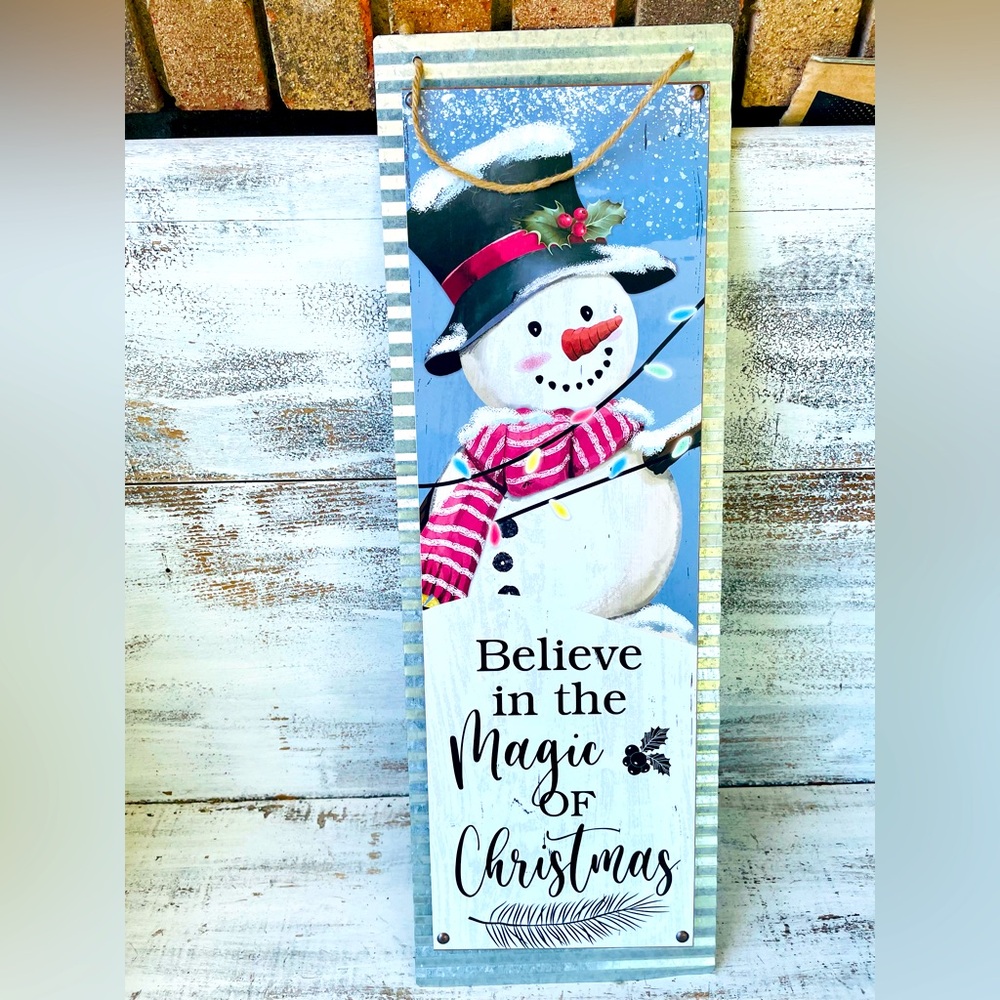 *Christmas Snowman Metal Sign Believe in the Magic of Christmas